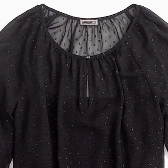 🌹Point Sur popover blouse in pin dot chiffon - Picture 2 of 2